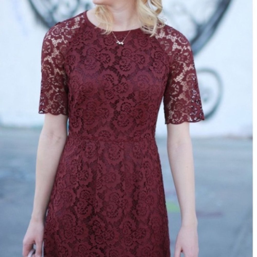 Madewell Burgundy Lace Magnolia Dress Size 0 NWOT - Picture 5 of 16
